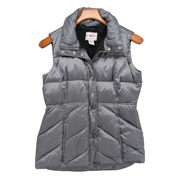 Roper Down Puffer Vest Womens Metallic Silver Fleece Lined Full Zip Size S - Picture 1 of 11